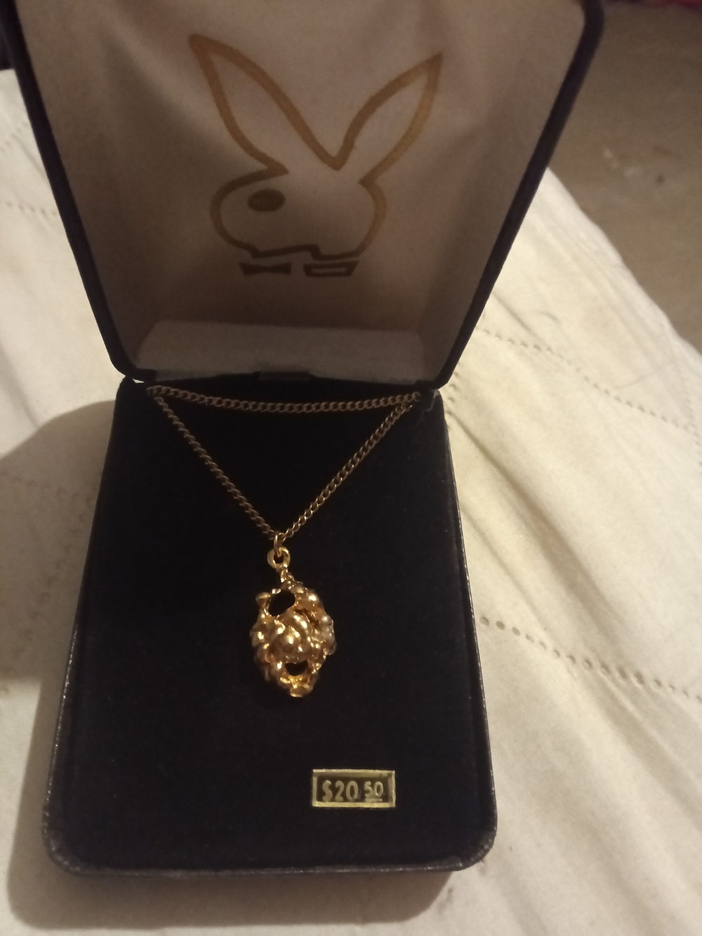 Playboy Gold-Tone Pendant Necklace Like New - Picture 2 of 3